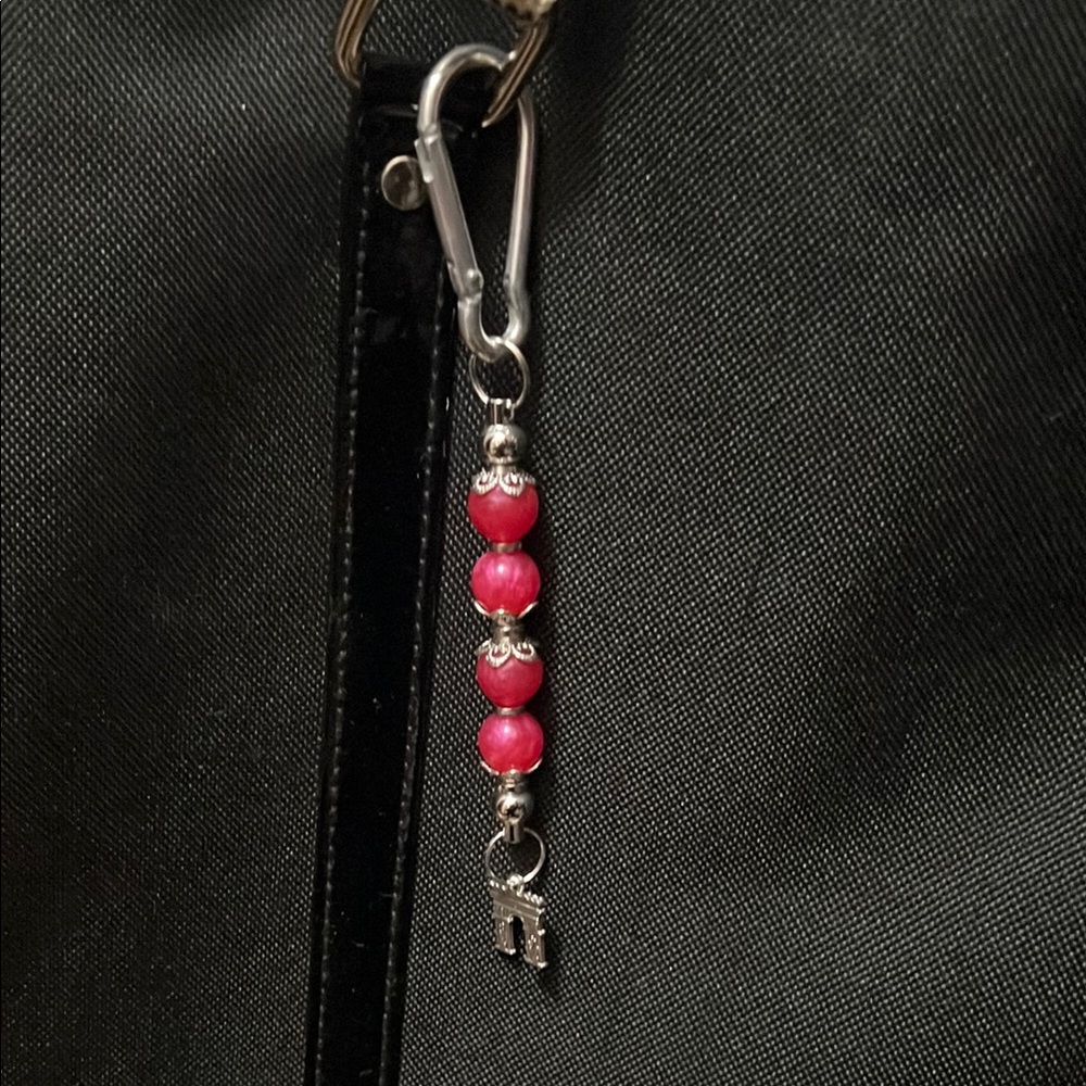 🌈 2 x $15 Pink Glow in the Dark Beaded Handmade Keychain with Silver Charms